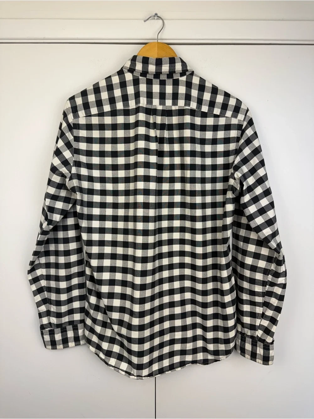 J.Crew Men's Slim Plaid Oxford Shirt M Black White Gingham C4283